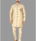 Mens hand work done in front button & collar semi indo    indo-western-dresses