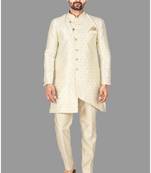 Mens pattern stitched semi indo solid stitched with churidar  indo-western-dresses