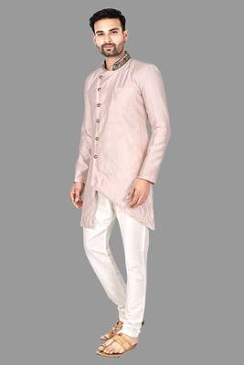 Mens hand work done collar and button semi indo stitched  indo-western-dresses 3