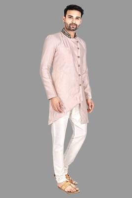 Mens hand work done collar and button semi indo stitched  indo-western-dresses 4