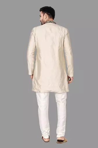 Mens hand work done collar and button semi indo stitched  indo-western-dresses