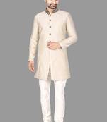 Mens hand work done collar and button semi indo stitched  indo-western-dresses