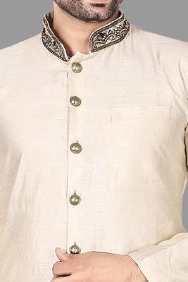 Mens hand work done collar and button semi indo stitched  indo-western-dresses 3