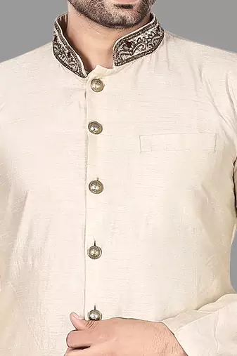 Mens hand work done collar and button semi indo stitched  indo-western-dresses