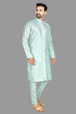 Mens front open kurta pattern stitched with churidar kurta-pajama 1