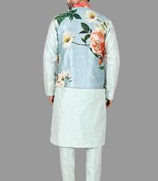 Mens solid stitched kurta with churidar kurta-jacket-set
