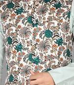 Mens solid stitched kurta with churidar kurta-jacket-set