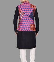 Mens solid stitched kurta with churidar kurta-jacket-set