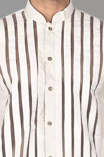 Mens designer wear pattern stitched open kurta with attached jacket without button men-kurtas