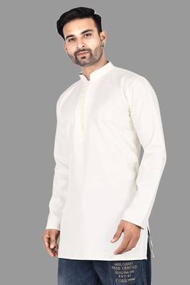 Mens designer wear pattern stitched open kurta with attached jacket without button men-kurtas 3