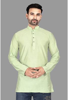 Mens designer wear pattern stitched open kurta with attached jacket without button men-kurtas 1