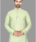 Mens designer wear pattern stitched open kurta with attached jacket without button men-kurtas