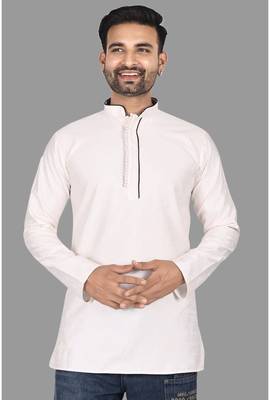 Mens designer wear pattern stitched open kurta with attached jacket without button men-kurtas 1
