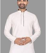 Mens designer wear pattern stitched open kurta with attached jacket without button men-kurtas