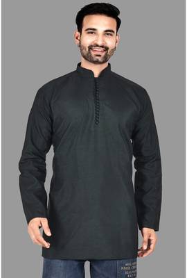 Mens designer wear pattern stitched open kurta with attached jacket without button men-kurtas 1