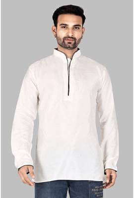 Mens designer wear pattern stitched open kurta with attached jacket without button men-kurtas 1