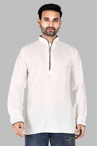 Mens designer wear pattern stitched open kurta with attached jacket without button men-kurtas