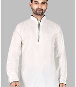 Mens designer wear pattern stitched open kurta with attached jacket without button men-kurtas