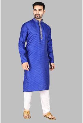 Mens thread work done in front and collar kurta-pajama 1
