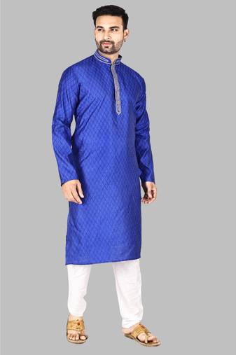 Mens thread work done in front and collar kurta-pajama