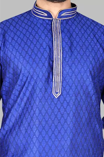 Mens thread work done in front and collar kurta-pajama