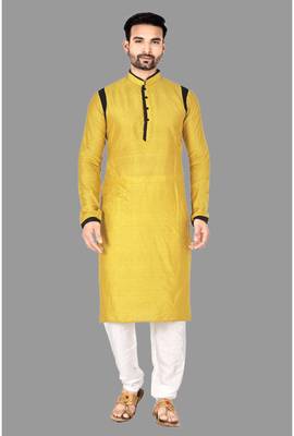 Mens pattern stitched kurta with churidar kurta-pajama 1