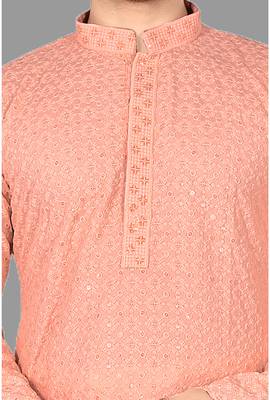 Mens pattern stitched kurta with churidar kurta-pajama 1