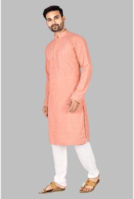 Mens pattern stitched kurta with churidar kurta-pajama 3