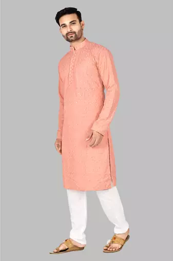 Mens pattern stitched kurta with churidar kurta-pajama