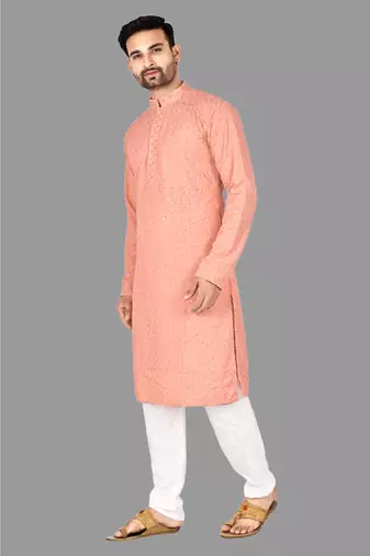 Mens pattern stitched kurta with churidar kurta-pajama