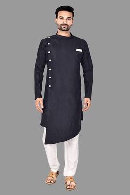 Mens assymetrical stitched stylish kurta with churidar kurta-pajama 2