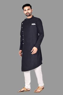 Mens assymetrical stitched stylish kurta with churidar kurta-pajama 4