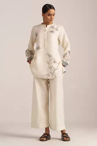Ivory and black linen co-ord set