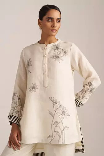 Ivory and black linen co-ord set