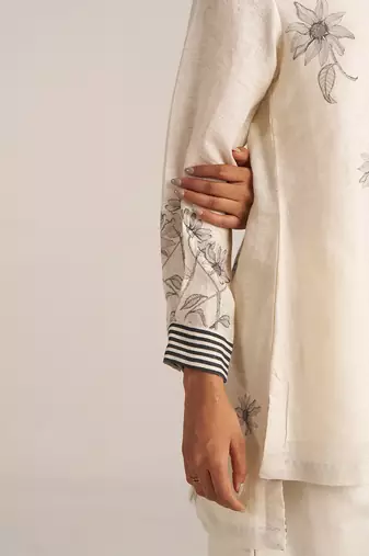 Ivory and black linen co-ord set
