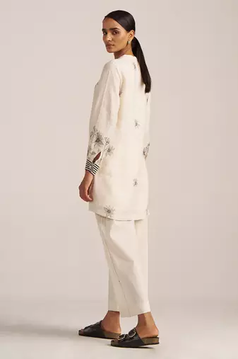 Ivory and black linen co-ord set