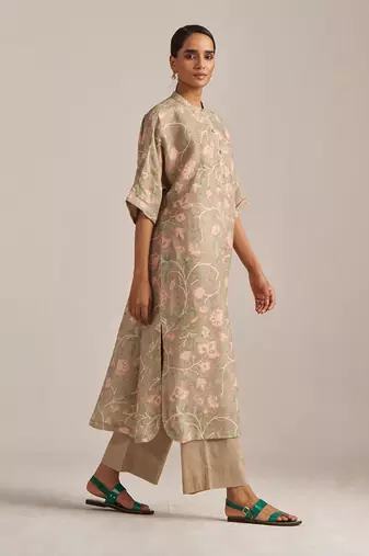 Nomad and pale peach linen co-ord set