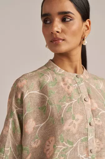 Nomad and pale peach linen co-ord set