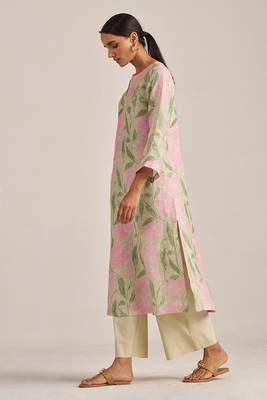 Moth and prism pink bold floral linen co-ord set 2