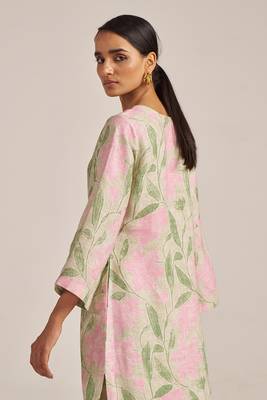 Moth and prism pink bold floral linen co-ord set 3