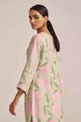 Moth and prism pink bold floral linen co-ord set