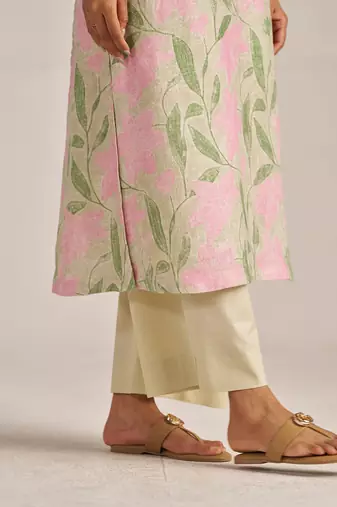 Moth and prism pink bold floral linen co-ord set