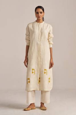 Buttercream linen hand printed co-ord set 1