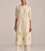 Buttercream linen hand printed co-ord set