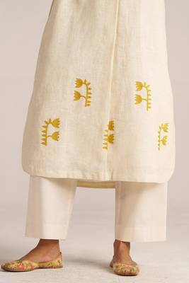Buttercream linen hand printed co-ord set 2