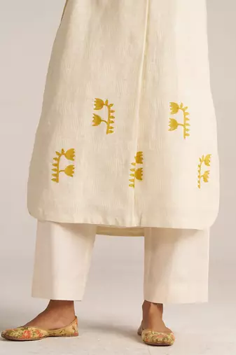 Buttercream linen hand printed co-ord set