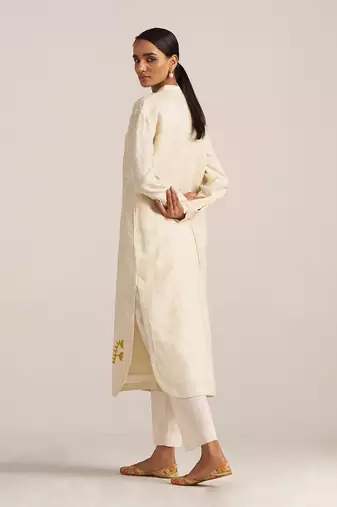 Buttercream linen hand printed co-ord set