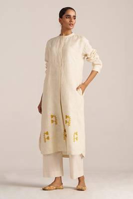 Buttercream linen hand printed co-ord set 4