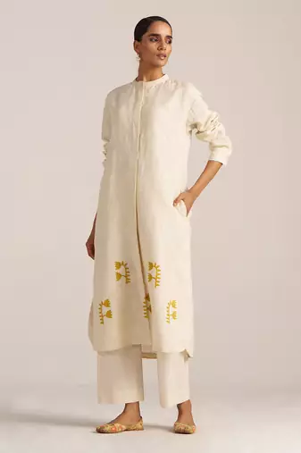 Buttercream linen hand printed co-ord set