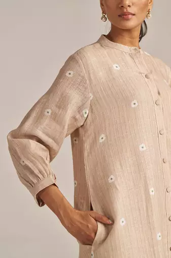 Beige and sesame linen co-ord set